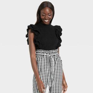 Who What Wear black ruffle sweater